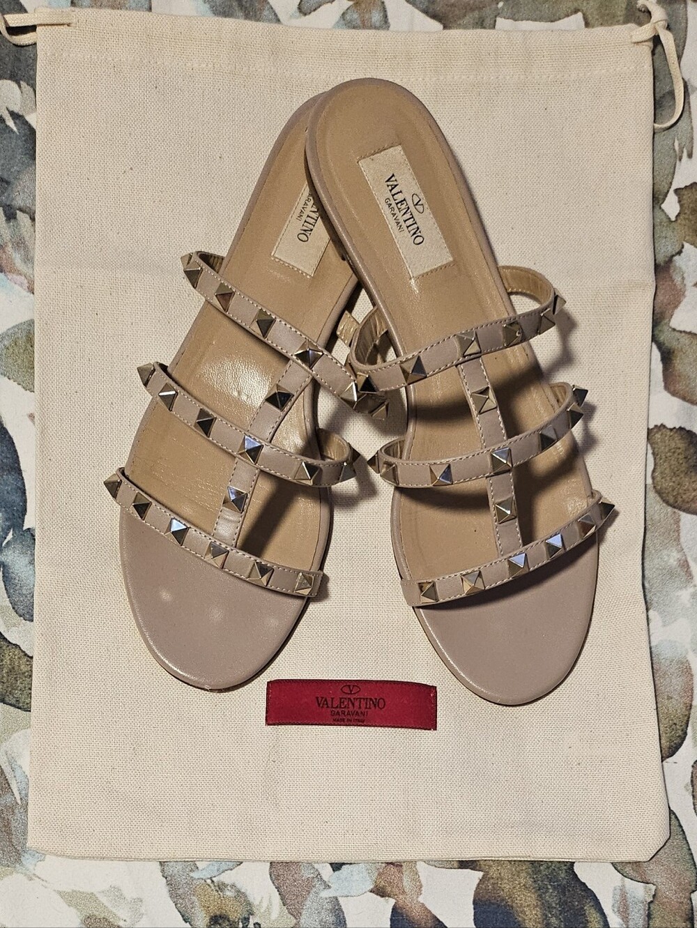 VALENTINO Rockstud Flat Slide Sandal size 38 EU